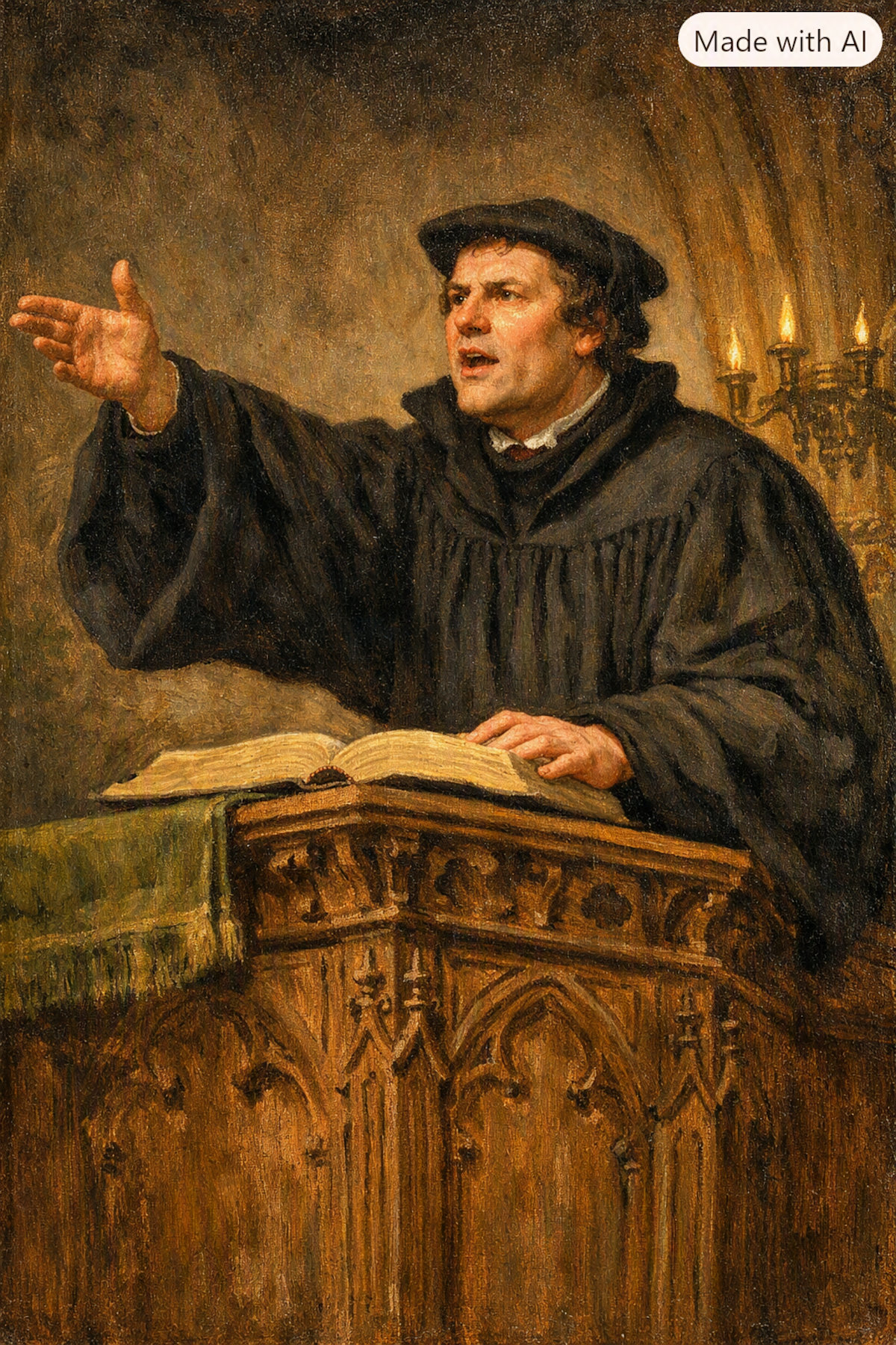 Luther preekt vanaf de kansel